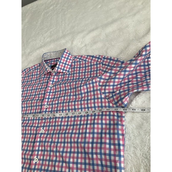 Bugatchi Uomo Men's Classic Fit Blue/Pink Plaid Short Sleeve Shirt *Unsized.Read - Picture 6 of 6